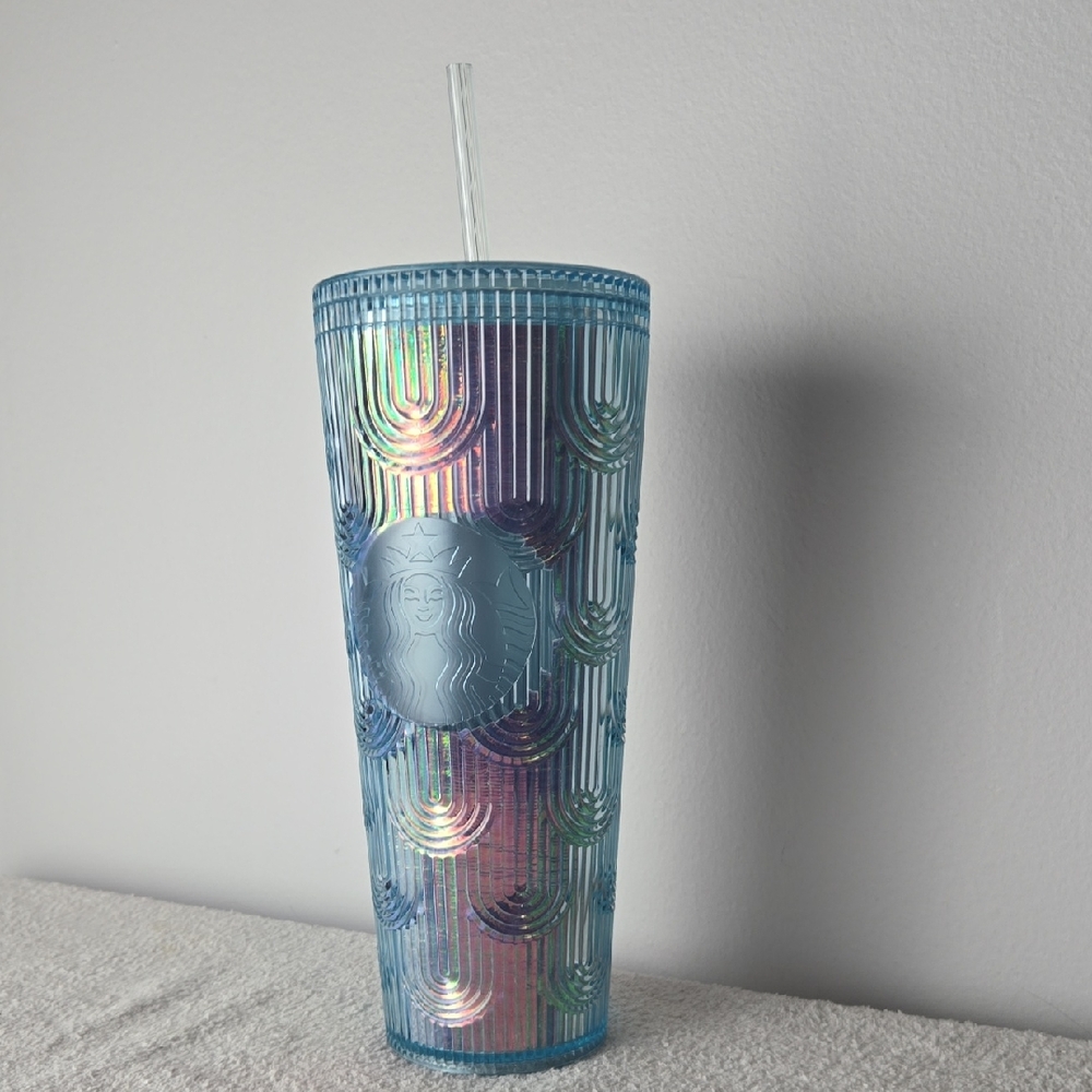 Starbucks Textur Blue Tumbler with Lid And Straw